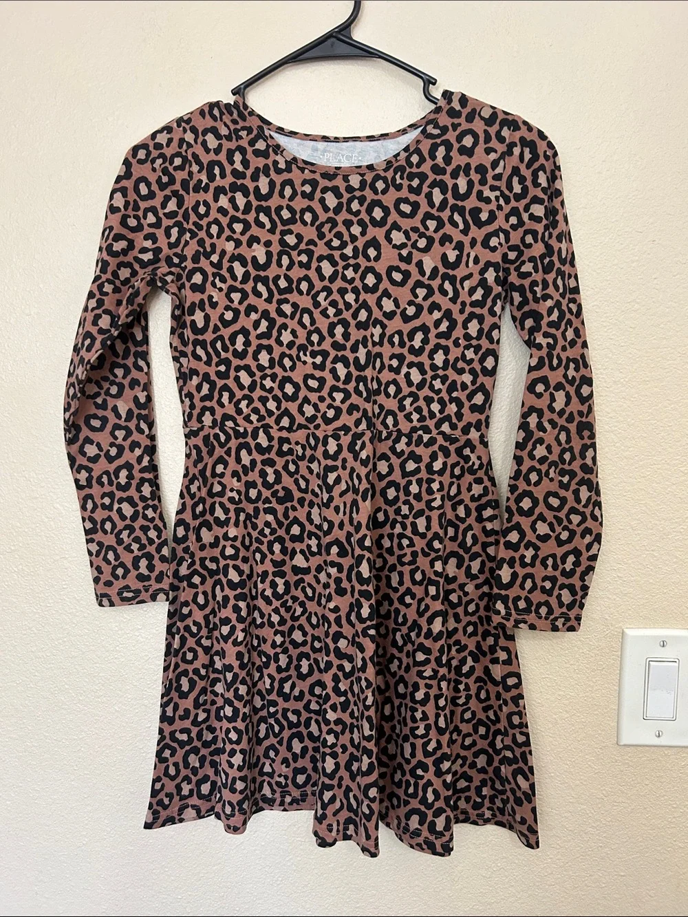 Animal print long sleeve skater dress
